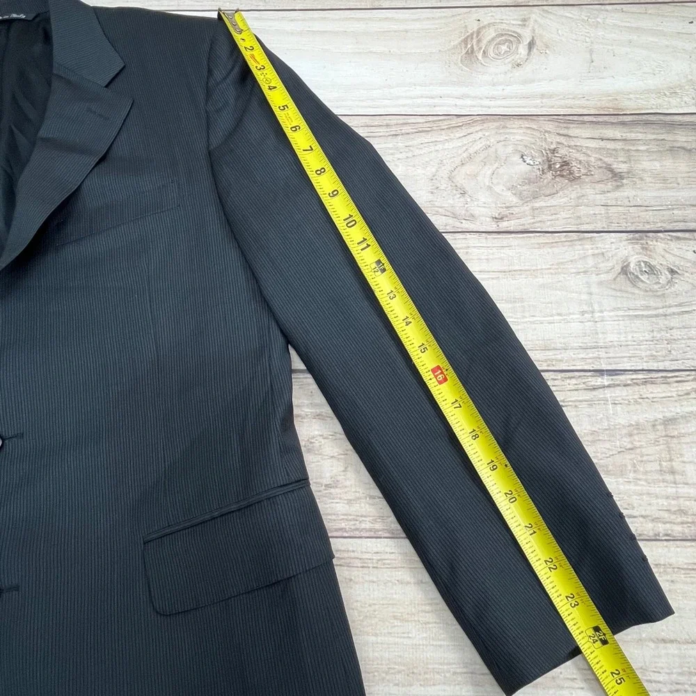 CANALI Suit Jacket Blazer Men's Charcoal Pinstripe 100%Wool Water Resistant 40US - Picture 9 of 11
